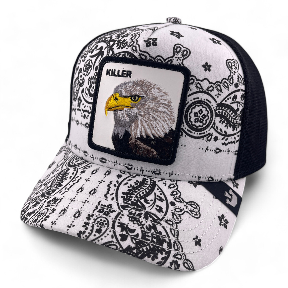Goorin Bros Killer Eagle White Kerchief Motif Problem Farm Trucker Snapback Hat‎